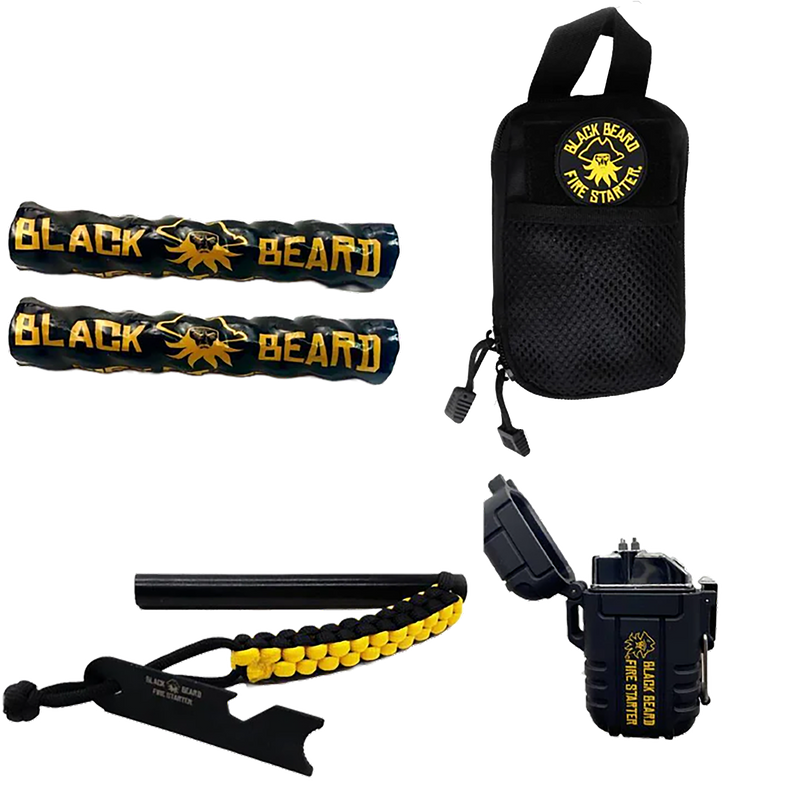 Load image into Gallery viewer, Black Beard Fire Starters Ultimate Fire Kit with Ferro Rod, Plasma Arc Lighter & Case – SKB