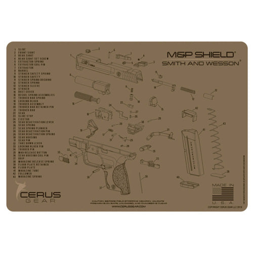 cerus gear Cerus Gear M&P Shield Schematic ProMat Cleaning Mat, Coyote Tan, 12x17 – TLO Outdoors