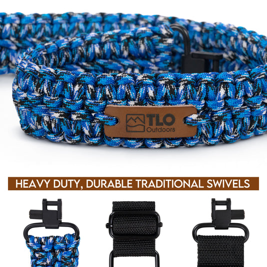 TLO Outdoors Adjustable 2-Point Paracord Tactical Gun Sling for Rifle, Shotgun, and Crossbows