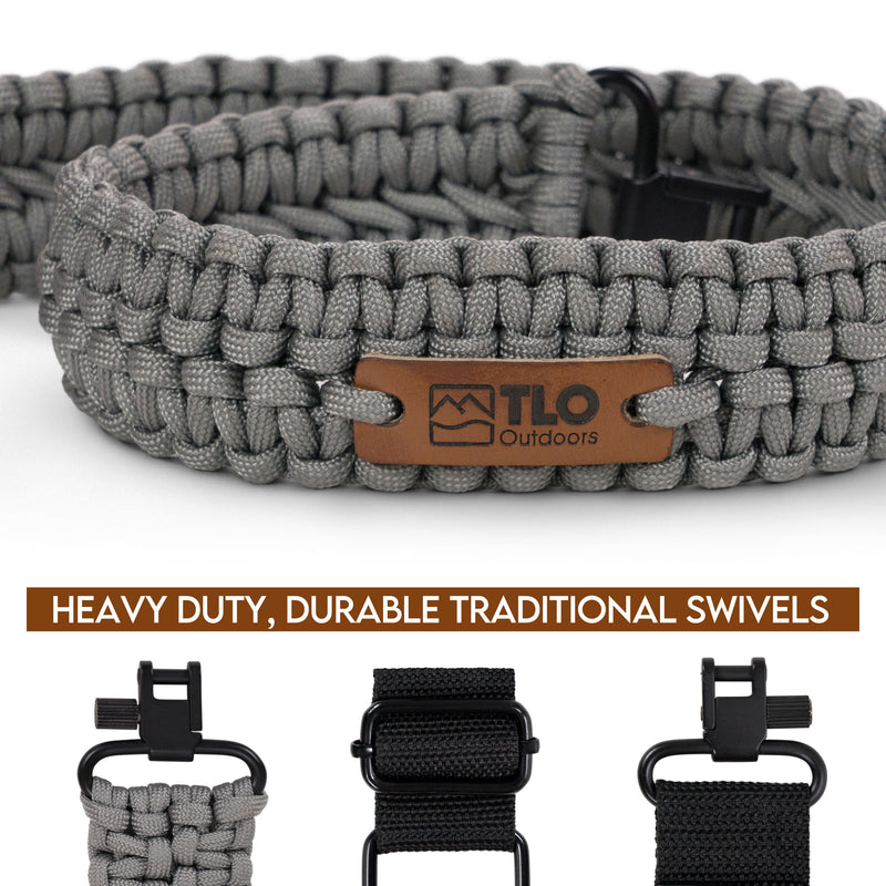 Load image into Gallery viewer, TLO Outdoors Adjustable 2-Point Paracord Tactical Gun Sling for Rifle, Shotgun, and Crossbows
