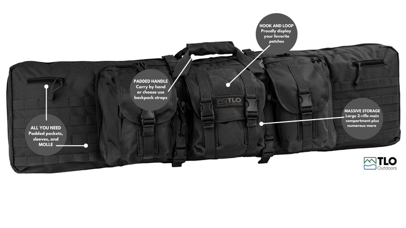 Load image into Gallery viewer, TLO Outdoors Tactical Double Rifle Gun Case with Shoulder Straps
