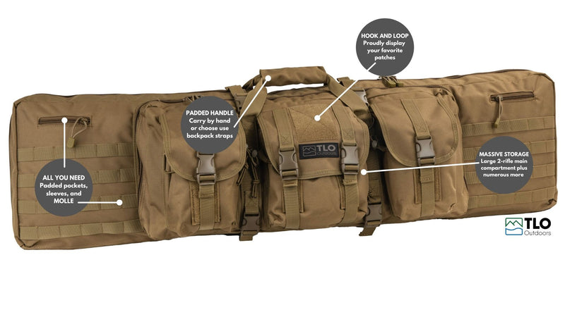 Load image into Gallery viewer, TLO Outdoors Tactical Double Rifle Gun Case with Shoulder Straps