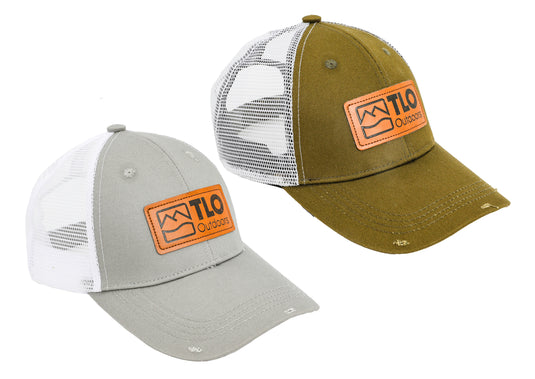 TLO Outdoors trucker caps with leather patch