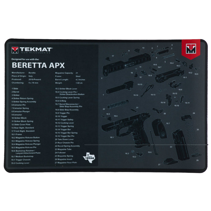 Tekmat Pstl Mat For Beretta Apx Blk