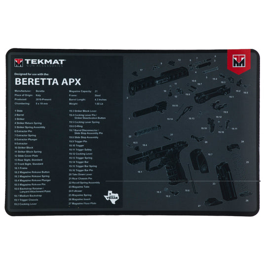 Tekmat Pstl Mat For Beretta Apx Blk