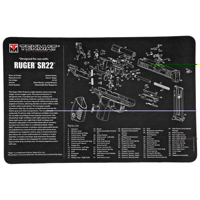 Tekmat Pistol Mat Ruger Sr22 Black