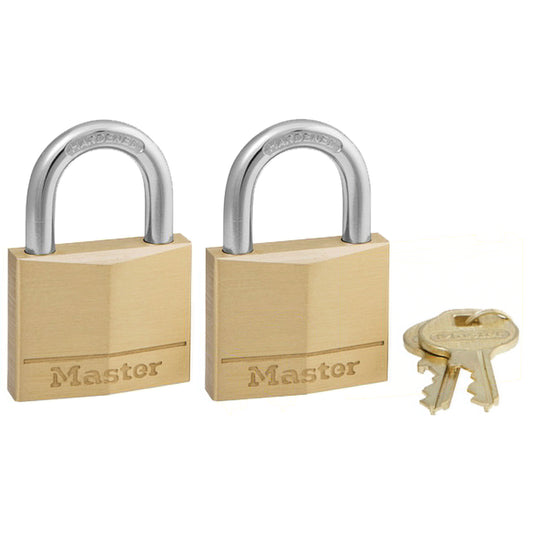 MasterLock 140 Lock, Brass, 2 Pack, Keyed Alike