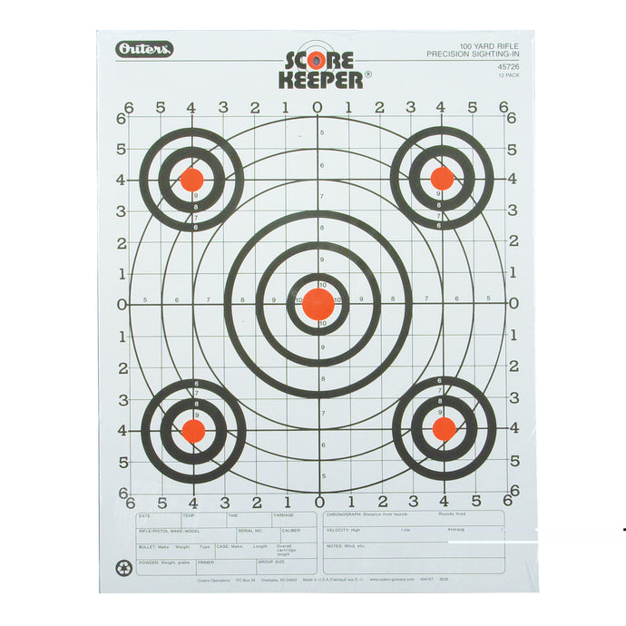 Champion Range and Target Score Keeper 100-yard Sight-in Rifle Targets 12 Pack