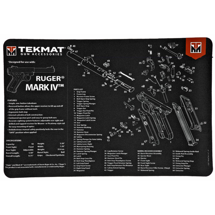 Tekmat Pistol Mat Ruger Mark Iv Black