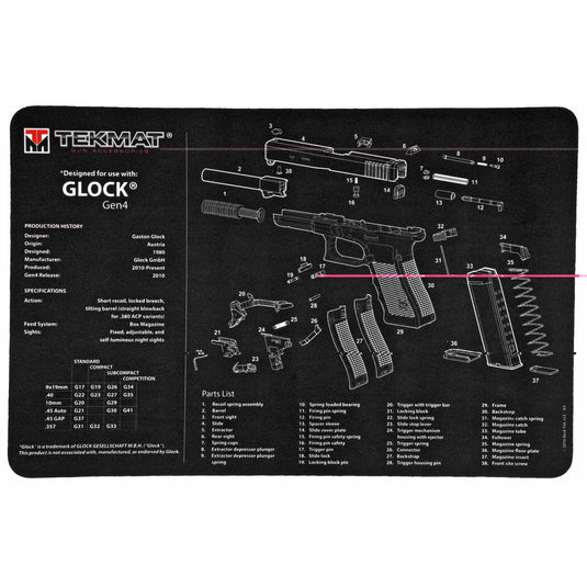 Tekmat Pistol Mat For Glock Gen 4 Black