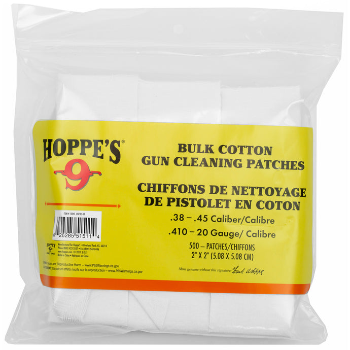Hoppes Cleaning Patch 38-45cal 500pk