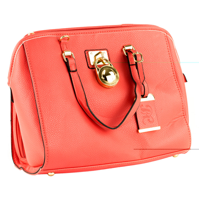 Bulldog Satchel Purse with Holster - Coral