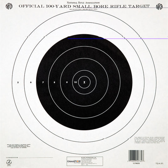 Champion Traps & Targets GTQ4 NRA Target, 100 Yard Single Bullseye, 12 Pack