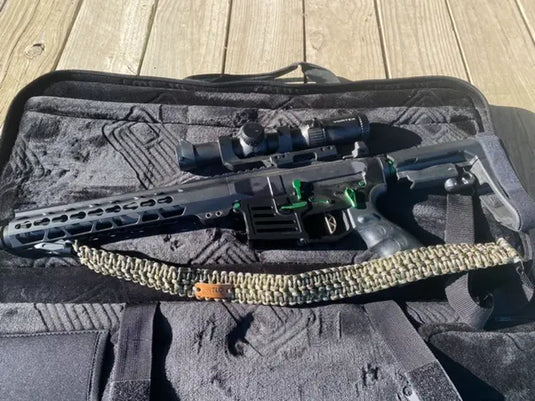 tlo outdoors green camo qd quick detach sling on rifle