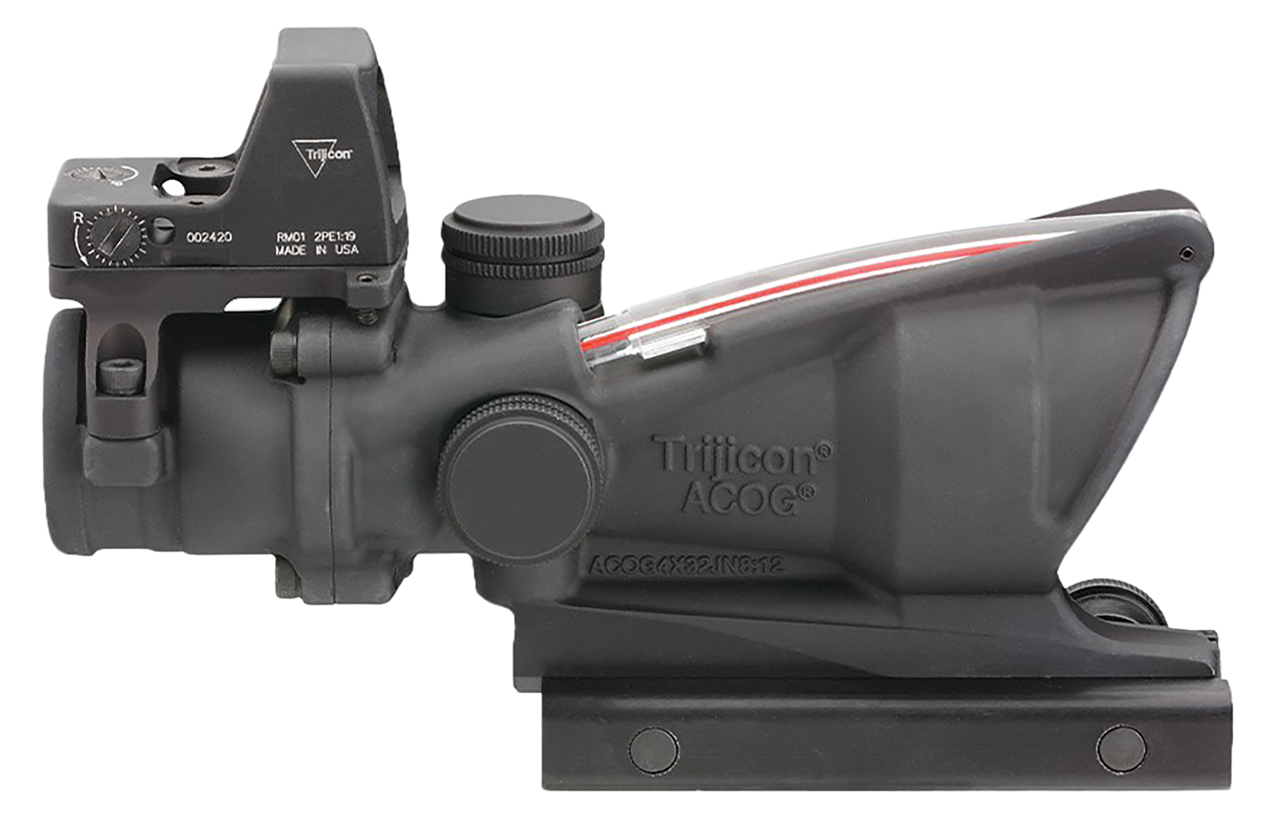 Trijicon 100549 ACOG Combo Matte Black 4x32mm Illuminated Red Chevron ...