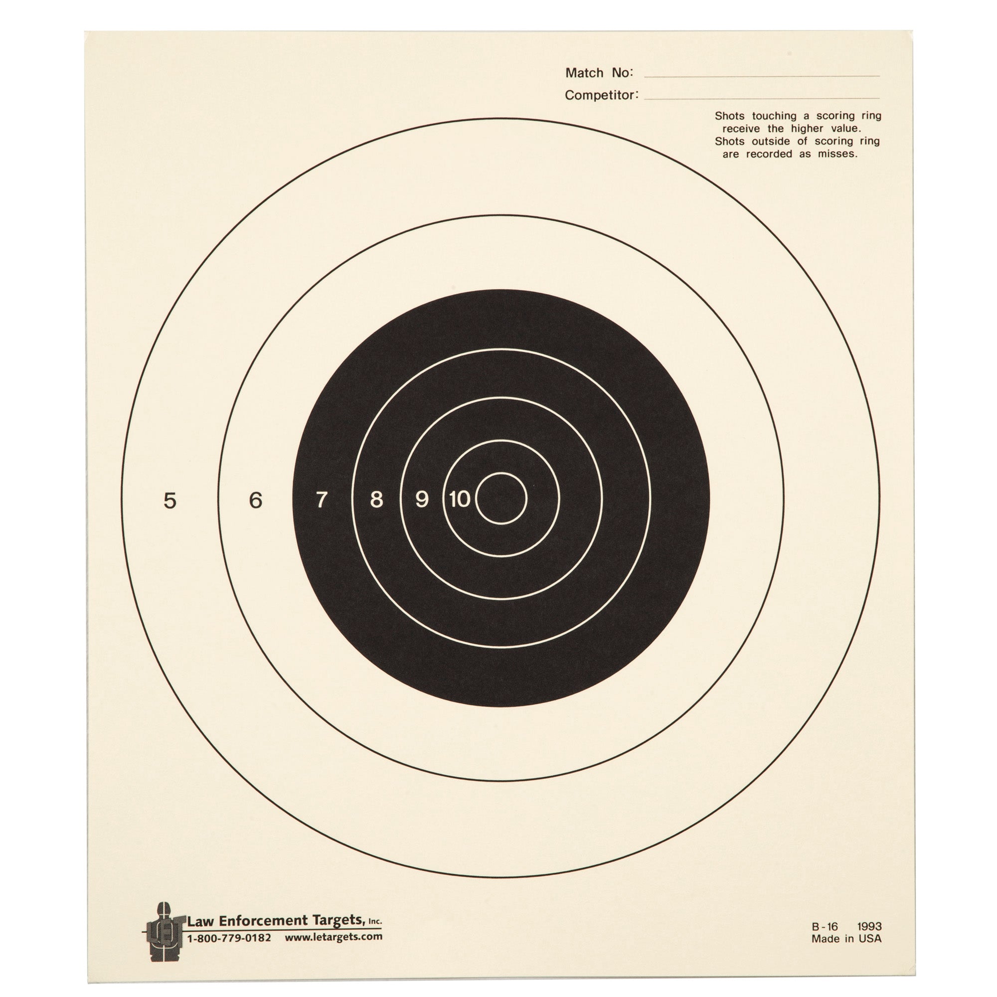 Action Target B-16 Bulls-Eye Paper Target, 25-Yard Slow Fire, Heavy Ta ...