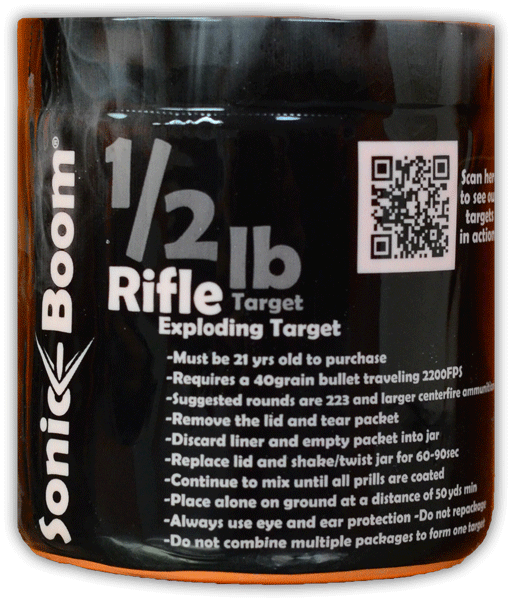 SONIC BOOM 1/2 lb Exploding Rifle Target, Blaze Orange Two-Part Mix fo ...