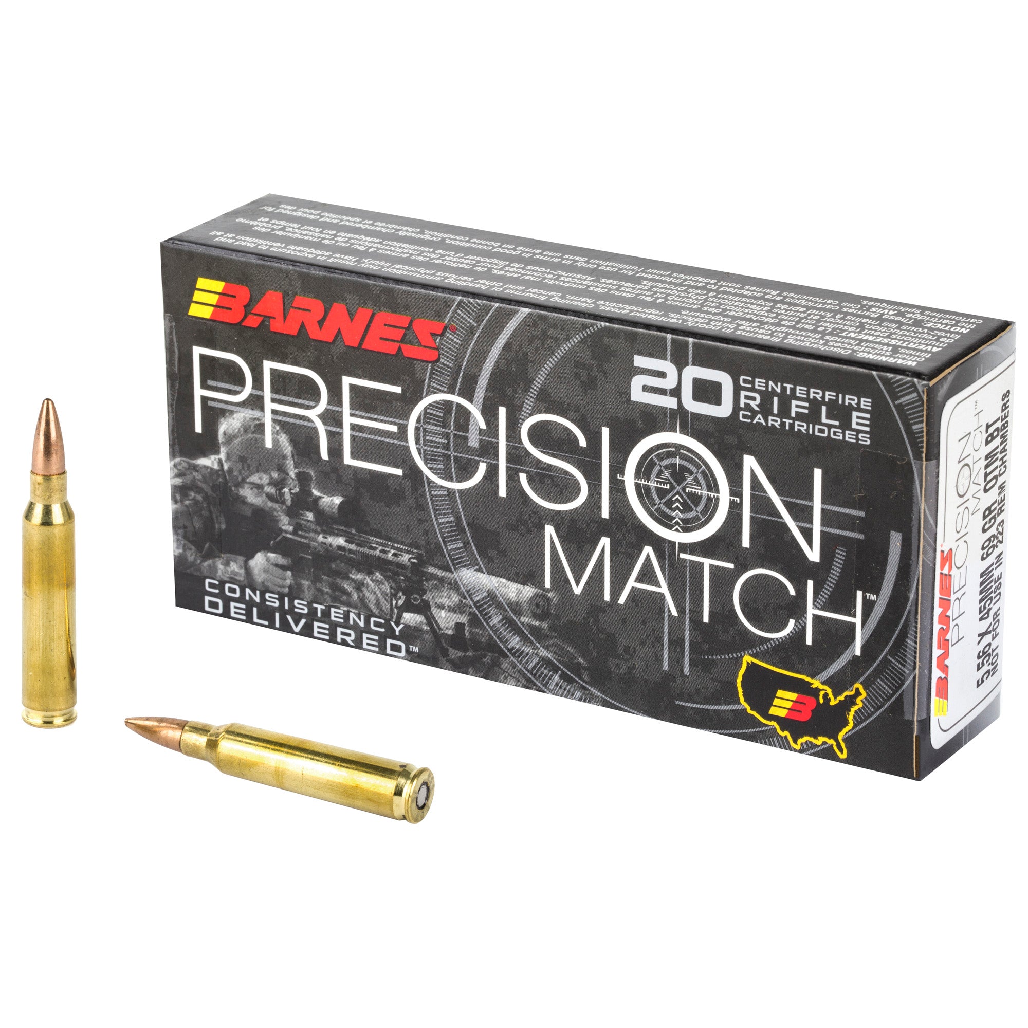 Barnes Precision Match 5.56x45mm NATO 69gr Open Tip Match Boat Tail 20 ...