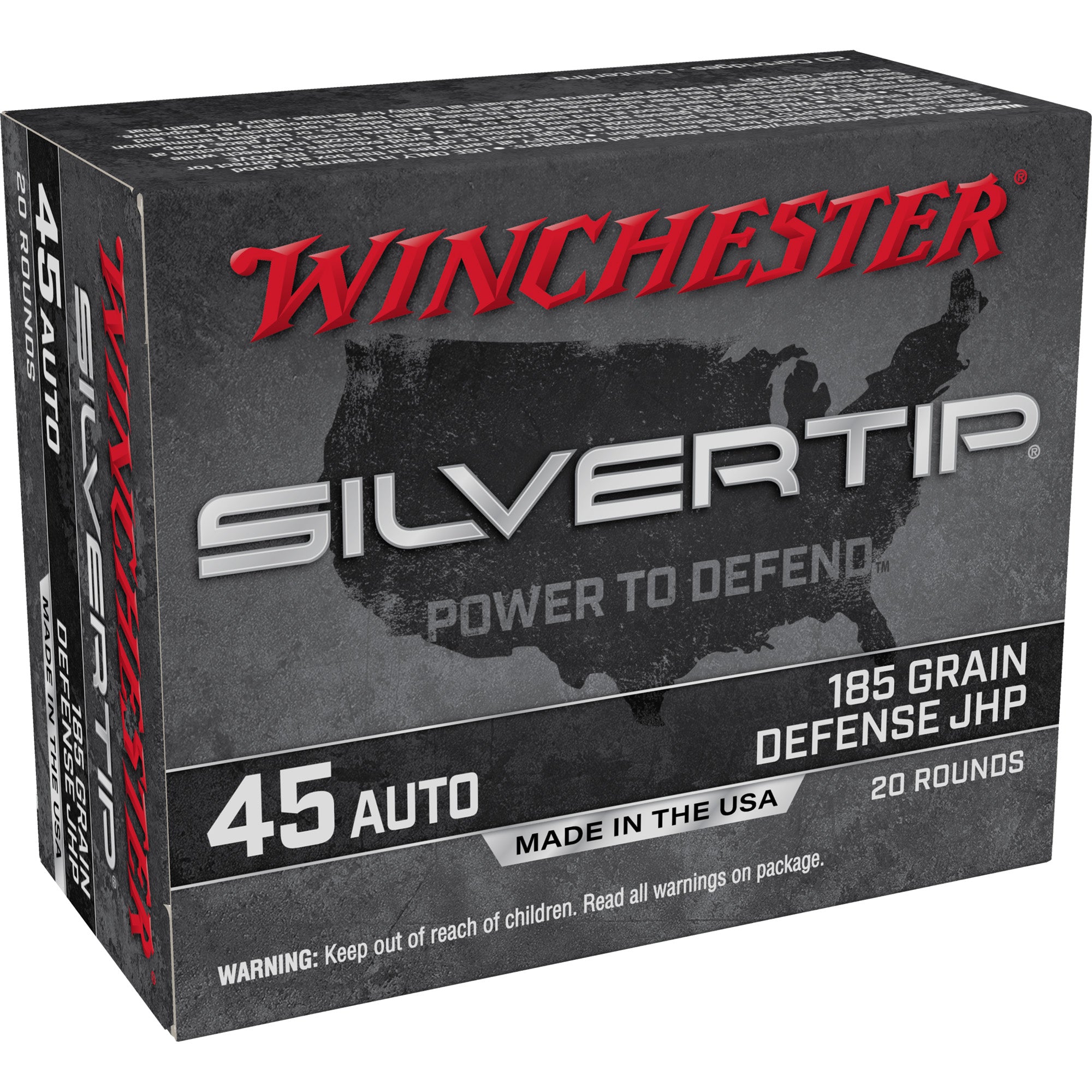 Winchester Silvertip .45 ACP 185gr Jacketed Hollow Point Defense Ammo ...
