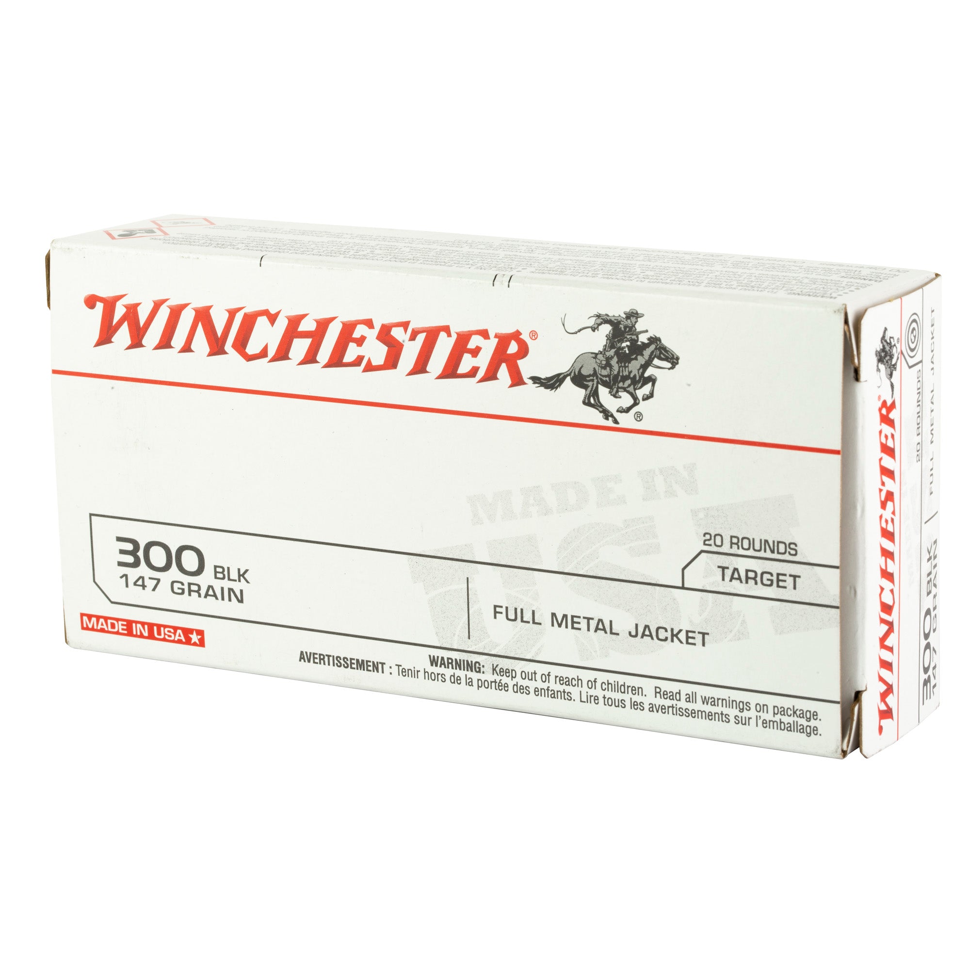 Winchester USA White Box .300 AAC Blackout 147 Grain FMJ Target Ammo 2 ...