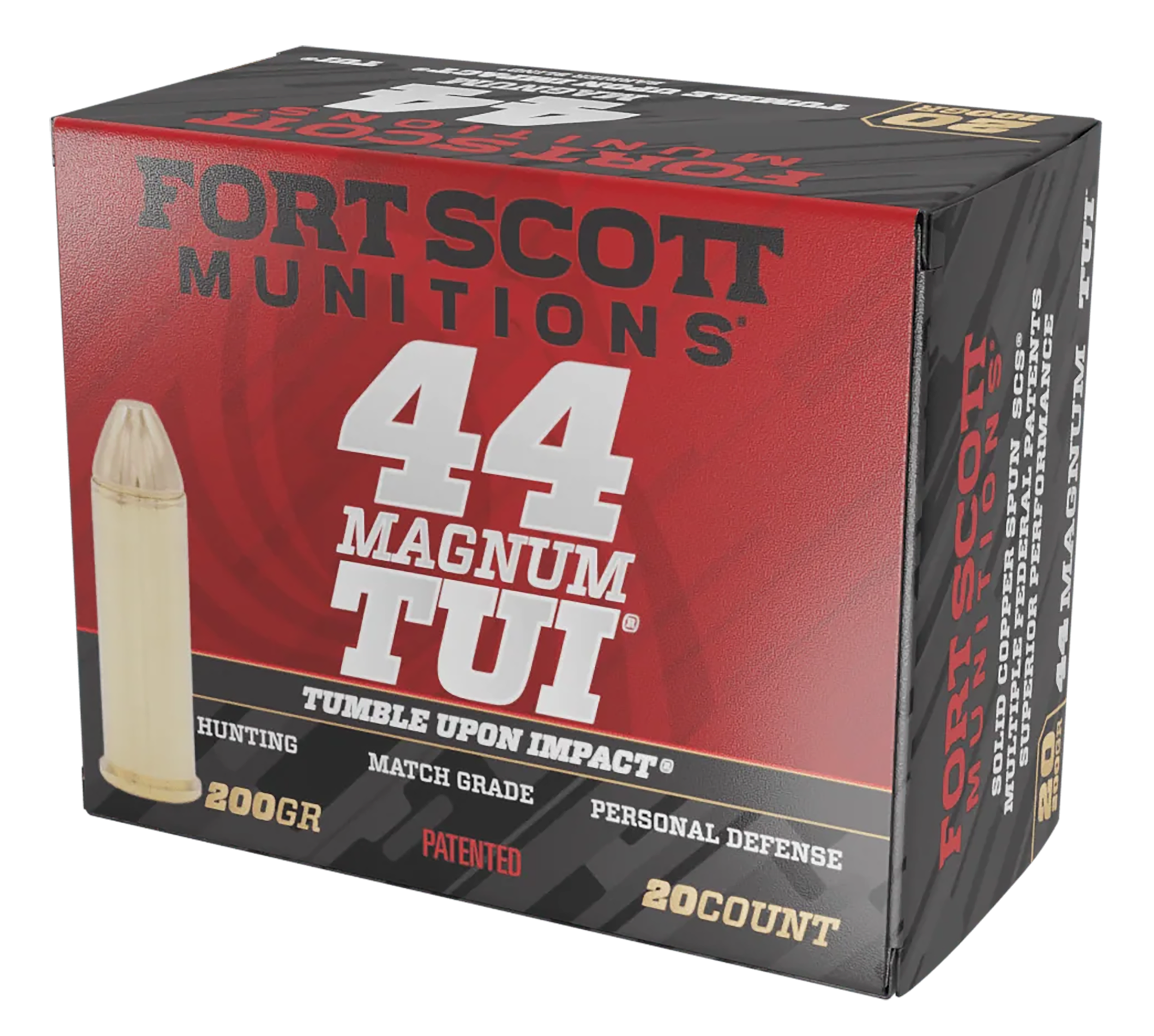 Fort Scott Munitions .44 Rem Mag 200gr Solid Copper Spun TUI Ammo, 20 ...
