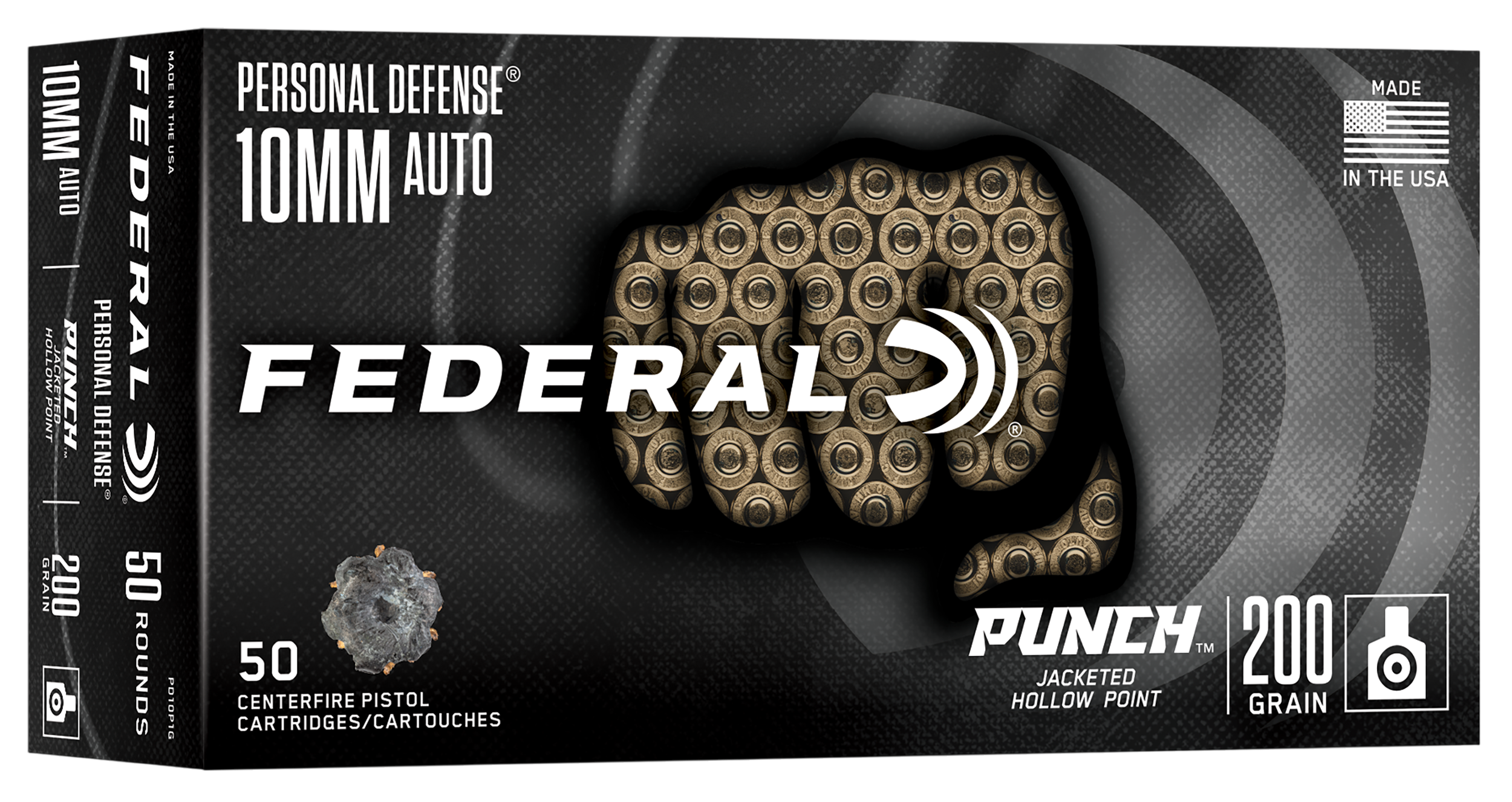 Federal Punch 10mm Auto 200gr Jacketed Hollow Point Defensive Ammo, 50 ...