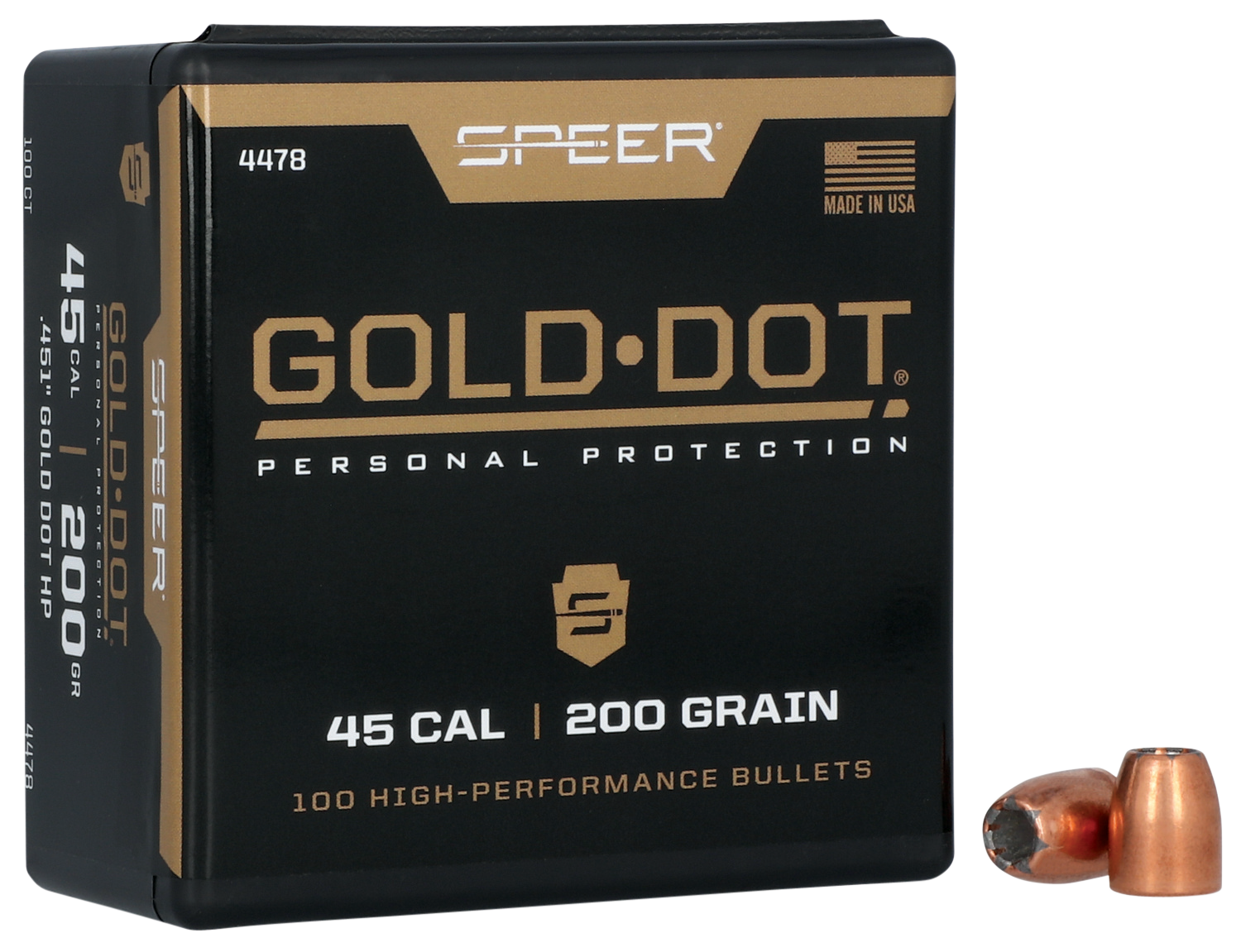 Speer Gold Dot .45 Cal (.451) 200gr Bonded Hollow Point Reloading Bull ...