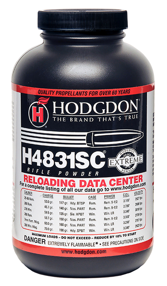 Small Extruded Powder Hodgdon Extreme H4831SC Short Cut Extruded Rifle Powder, 1 lb Canister ...