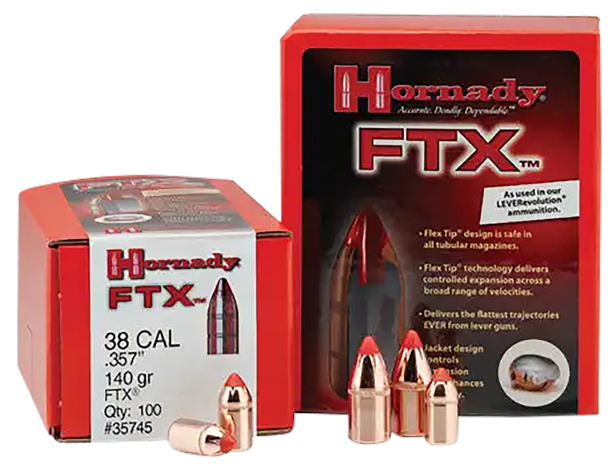 Hornady FTX .452 250gr Flex Tip Expanding Rifle Bullets, 50 Count 4520 ...