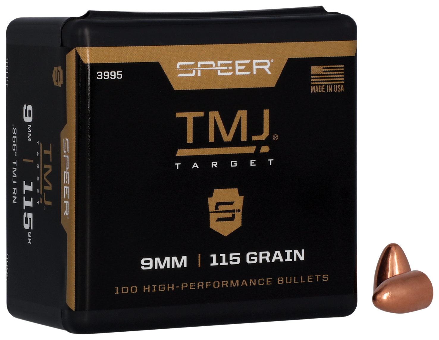 Speer Total Metal Jacket 9mm 115gr .355 Reloading Bullets, 100 Count B ...