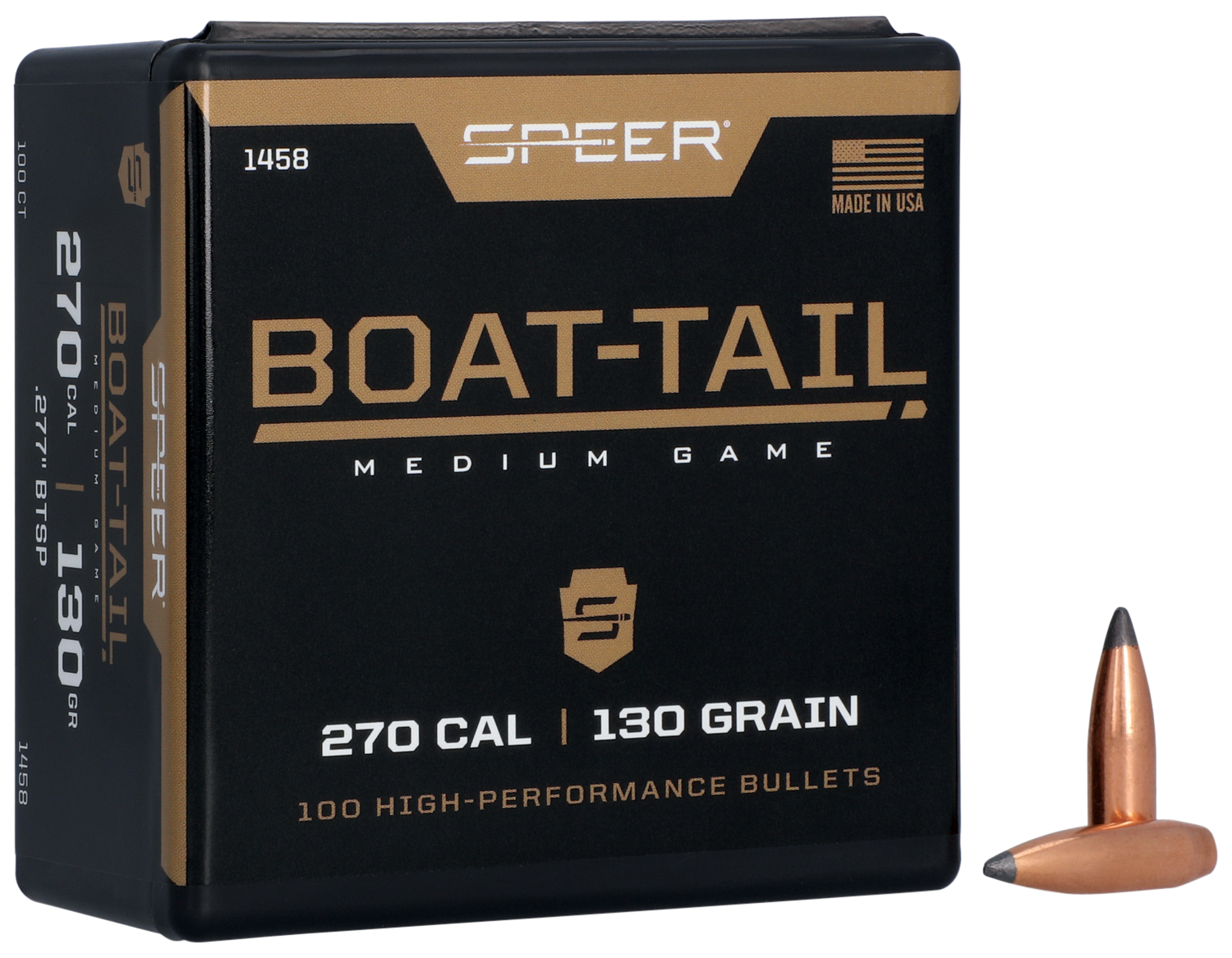 Speer Ammo Boat-Tail .277 Cal 130gr Spitzer Soft Point Rifle Bullets ...