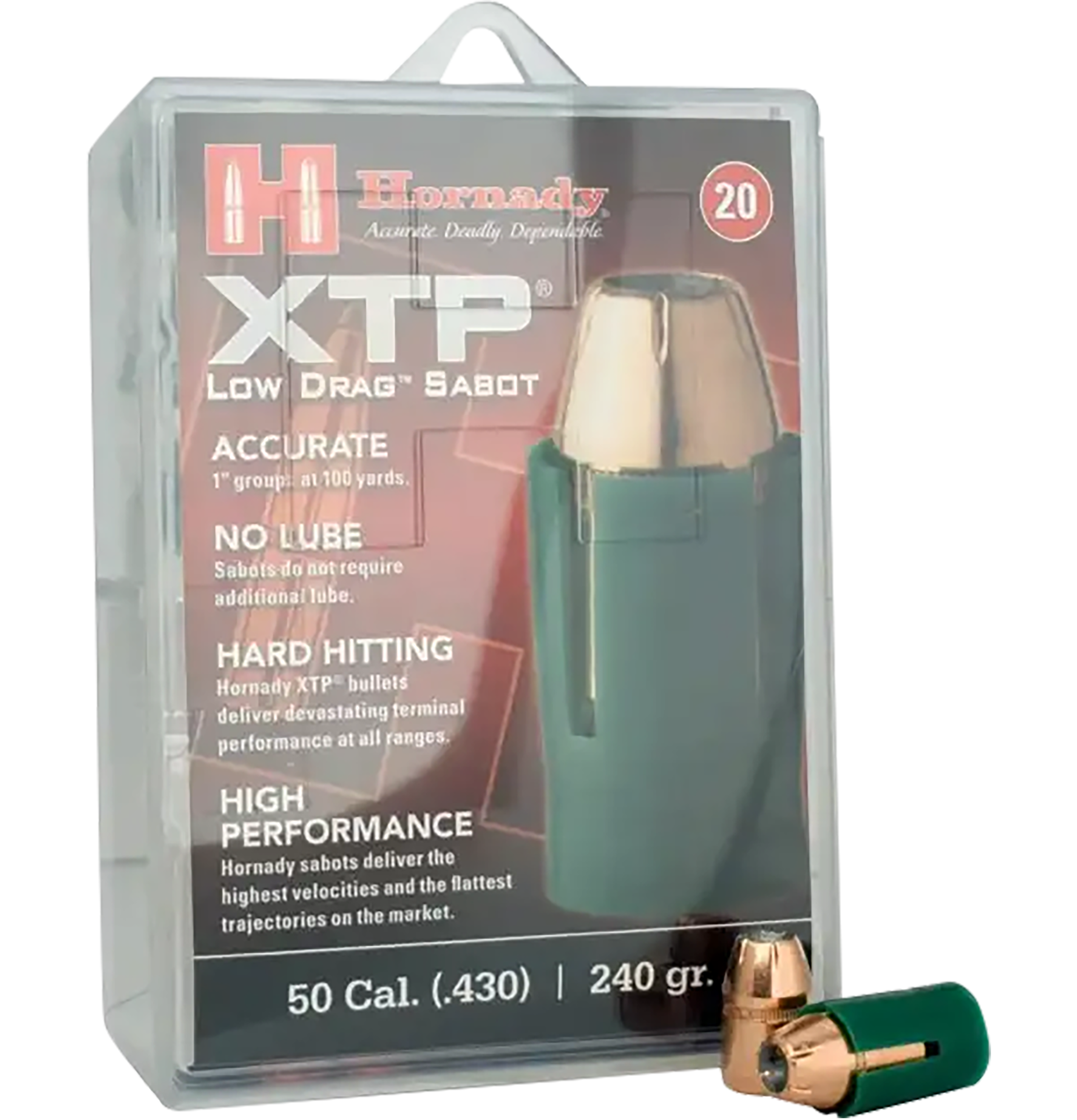 Hornady XTP Low Drag Sabot Muzzleloader Bullets .50 Cal/.44 240gr JHP ...