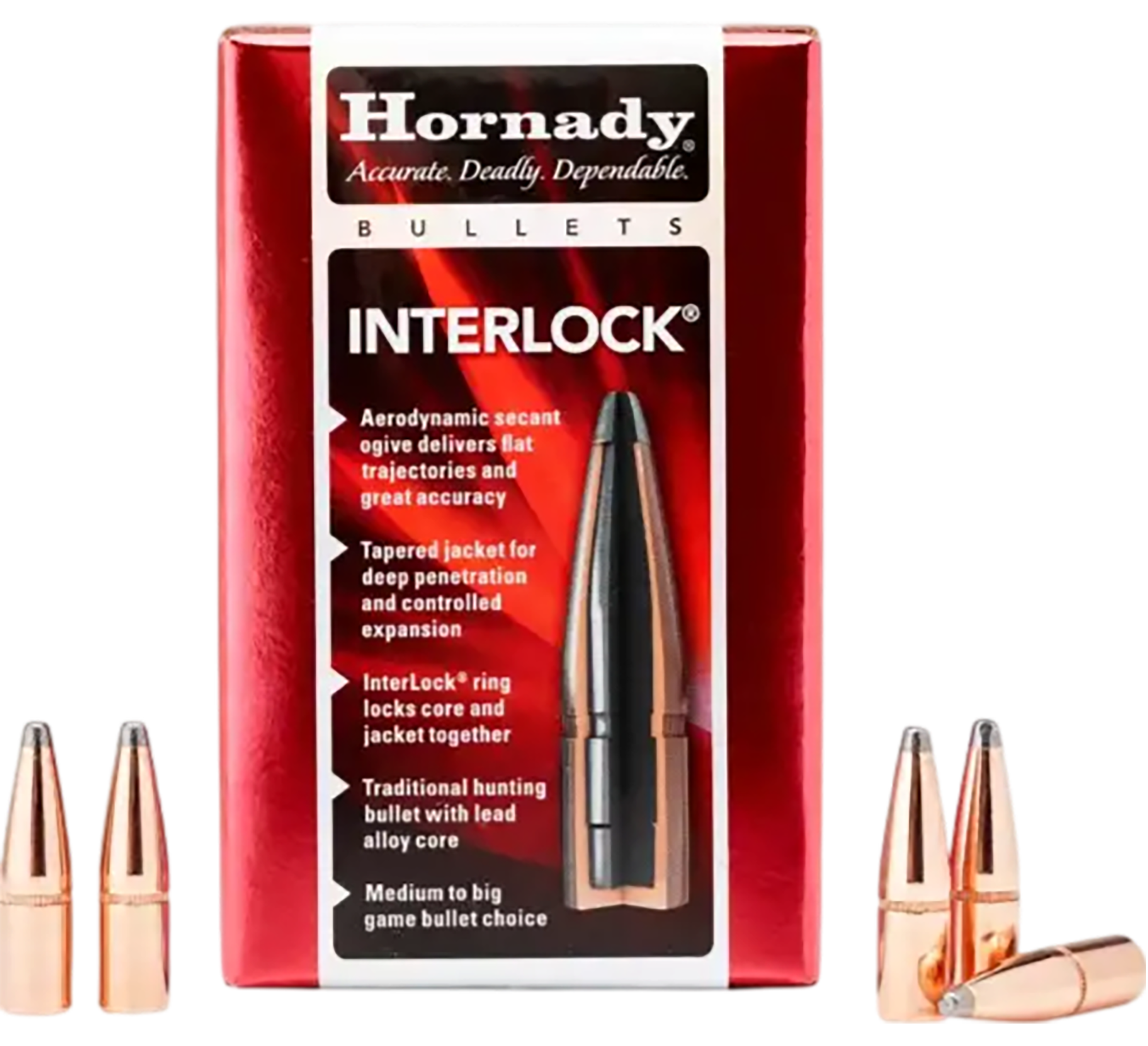 Hornady InterLock .35 Cal .358 200 Grain Spire Point Reloading Bullets ...