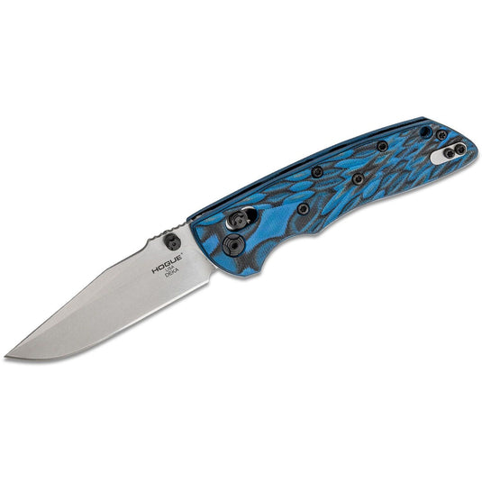 Hogue Deka 3.25in Lock Fold Clip Pt Tumble Fin G10 Blue Lava