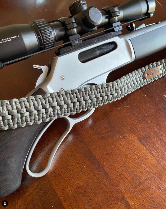 tlo outdoors gray paracord gun sling on henry 45-70 rifle