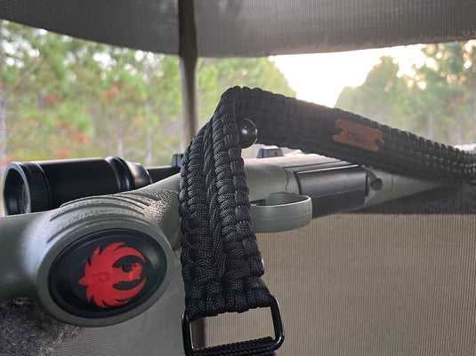 black tlo outdoors paracord gun sling on ruger rifle
