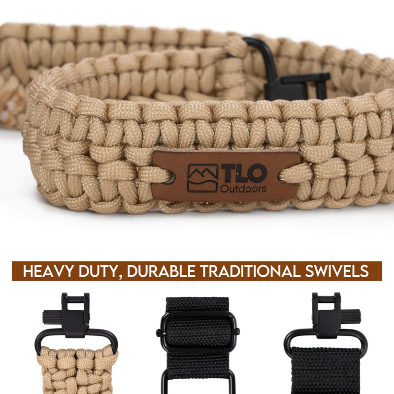 Load image into Gallery viewer, TLO Outdoors Adjustable 2-Point Paracord Tactical Gun Sling for Rifle, Shotgun, and Crossbows
