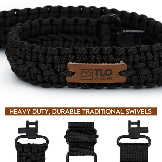 TLO Outdoors Adjustable 2-Point Paracord Tactical Gun Sling for Rifle, Shotgun, and Crossbows