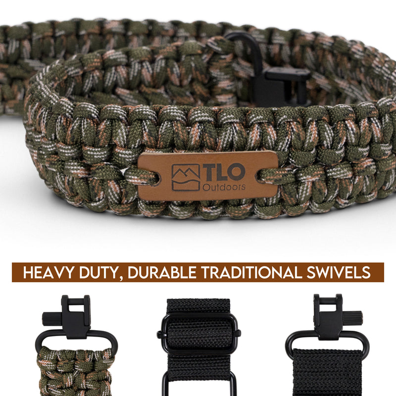 Load image into Gallery viewer, TLO Outdoors Adjustable 2-Point Paracord Tactical Gun Sling for Rifle, Shotgun, and Crossbows
