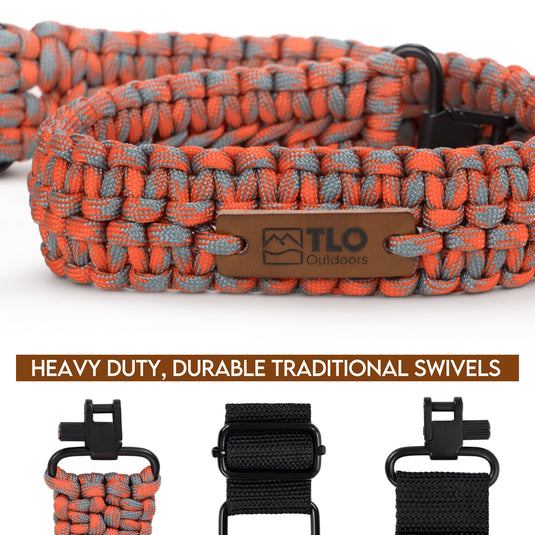 TLO Outdoors Adjustable 2-Point Paracord Tactical Gun Sling for Rifle, Shotgun, and Crossbows