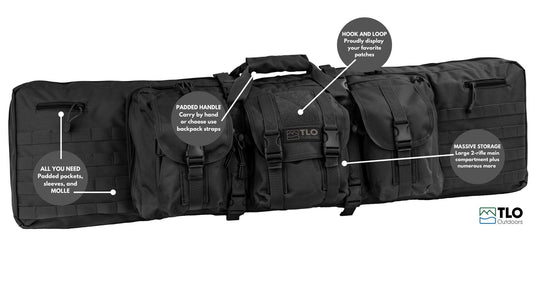 TLO Outdoors Tactical Double Rifle Gun Case with Shoulder Straps