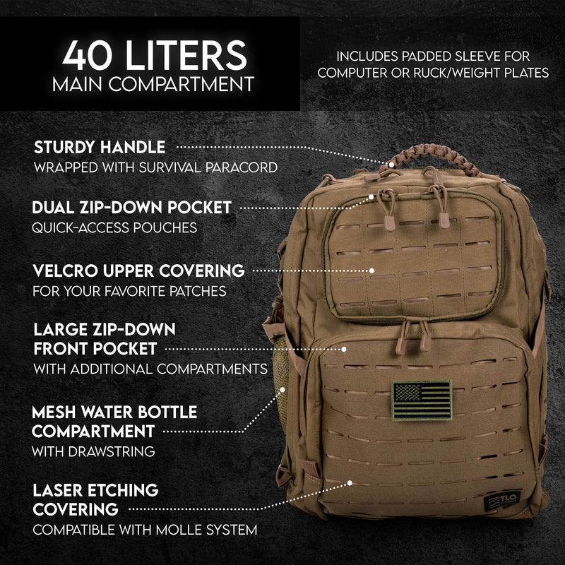 Load image into Gallery viewer, TLO Outdoors TacPack40L Tactical Backpack (40L)
